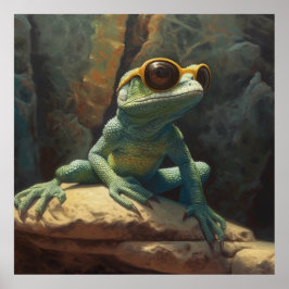 cooler Gecko mit Sonnenbrille Poster