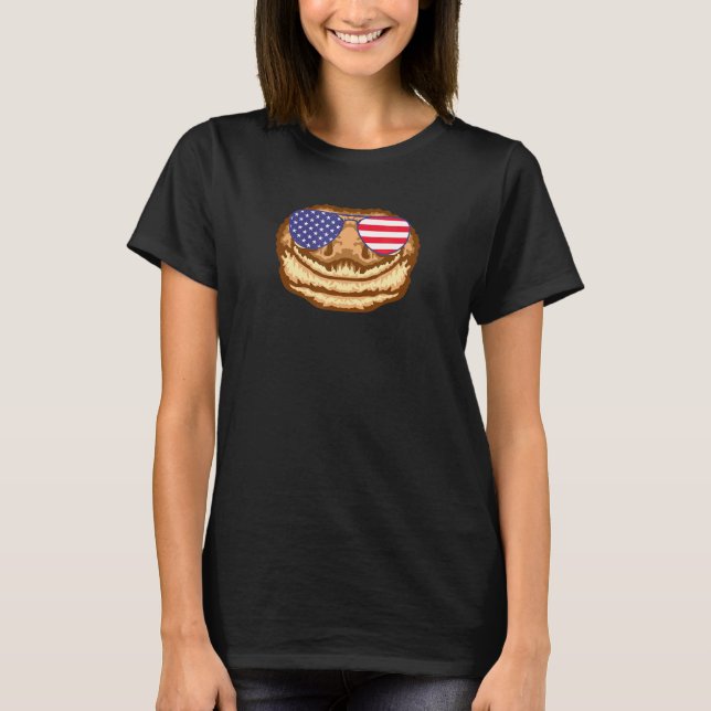 Cooler Gecko mit USA-Flagge-Sonnenbrille USA Ameri T-Shirt (Vorderseite)