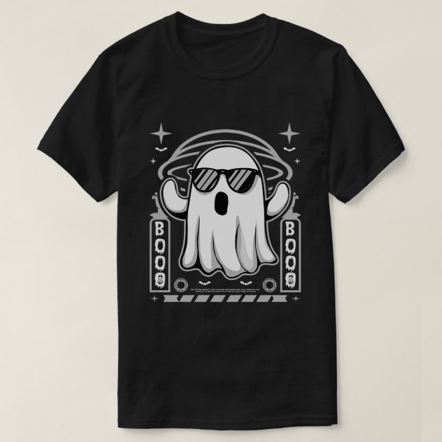 Cooler Geist mit Sonnenbrille Spooky Boo Halloween T-Shirt (Design vorne)