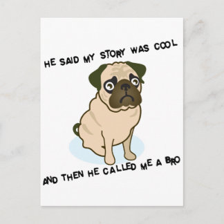 Cooler Geschichten-Mops Postkarte