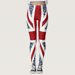 Cooler Gewerkschafts-Jack-blaue Leopard-Flagge Leggings