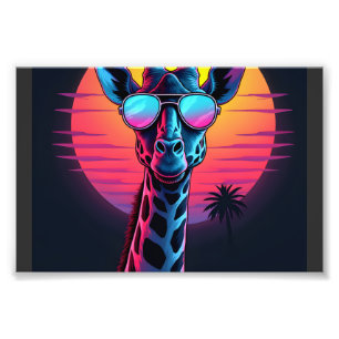 Cooler Giraffe Mit Sonnenbrille Unter Sonnenunterg Fotodruck