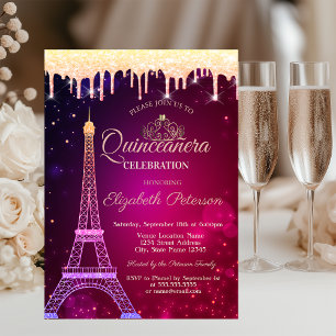 Cooler Glitzer Eiffel Tower Tiara Tropfens Quincea Einladung