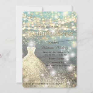Cooler Glitzer Elegante String Lichter goldenes Fu Einladung