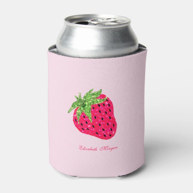 Cooler Glitzer Erdbeere Rosa Dosenkühler (Kanne Vorderseite)