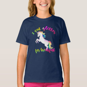 Cooler Glitzer zum Frühstück Einhorn T-Shirt