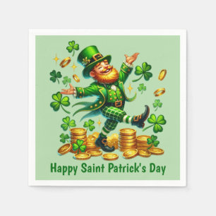 Cooler Glücklicher St. Patrick's Day Leprechaun Serviette