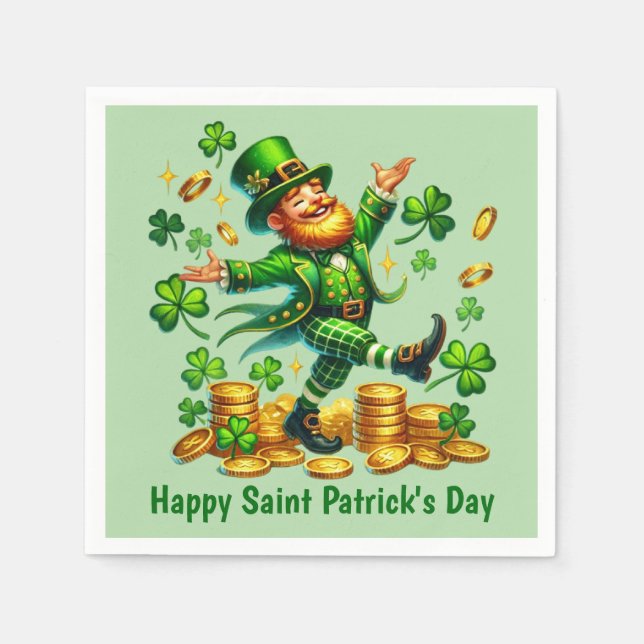 Cooler Glücklicher St. Patrick's Day Leprechaun Serviette (Vorderseite)