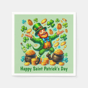 Cooler Glücklicher St. Patrick's Day Leprechaun Serviette