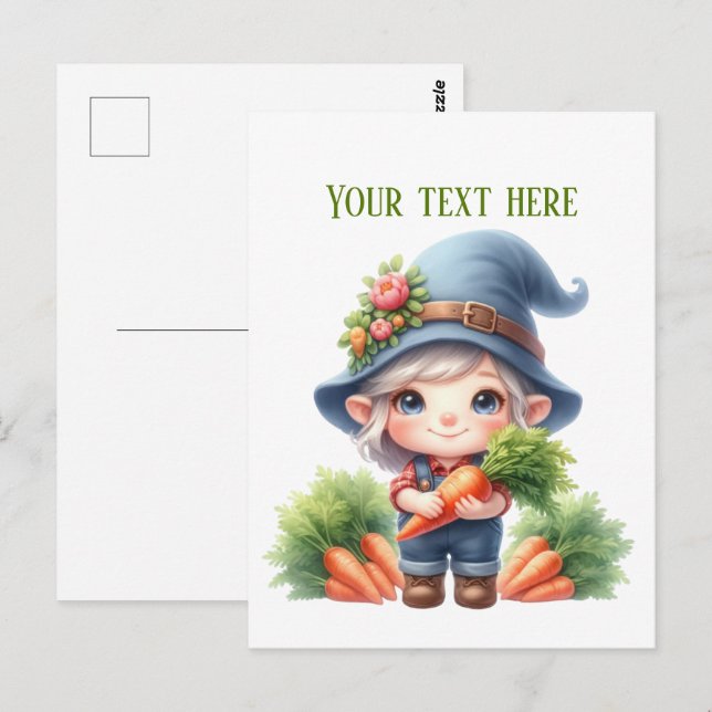 Cooler Gnom Karottenbauer anpassbar Postkarte (Vorne/Hinten)