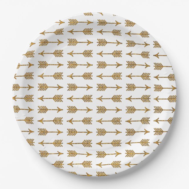 Cooler Goldbrown-Pfeil-Glitzer-Foto-Druck Pappteller (Vorderseite)