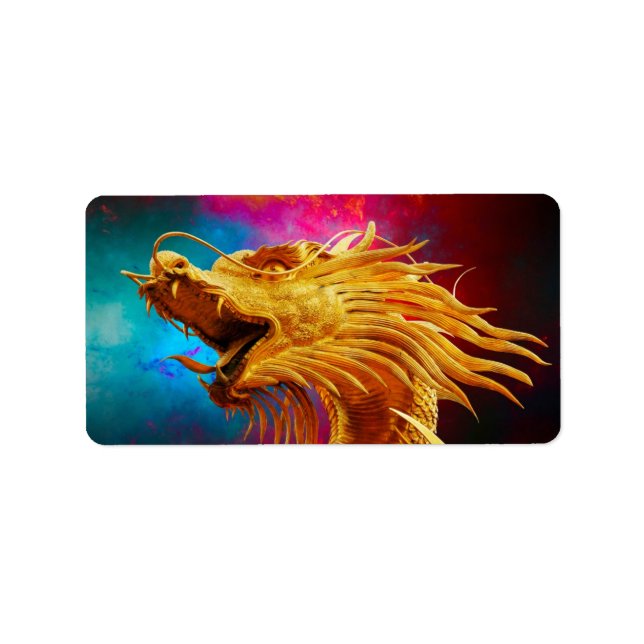 Cooler Golden Dragon bunter thailändischer Hinterg Adressaufkleber (Vorne)