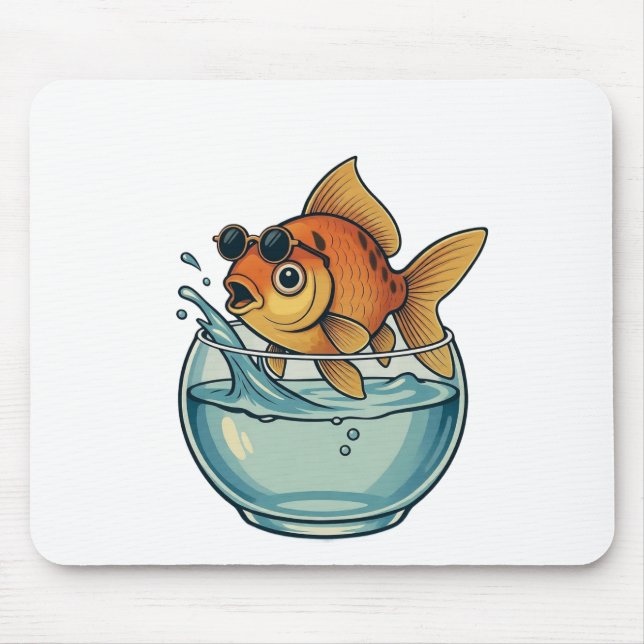 Cooler Goldfisch plantschernd hinter einer Sonnenb Mousepad (Vorne)