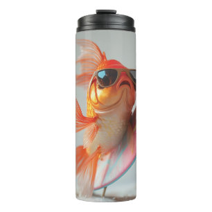 Cooler Goldfisch surft auf einer Welle Thermosbecher