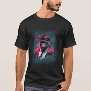 Cooler Gorilla mit Hut und Herz T-Shirt