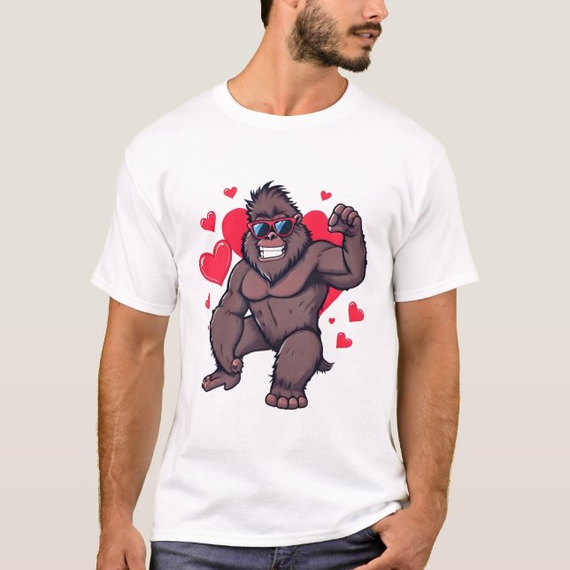 Cooler Gorilla-Valentinstag T-Shirt (Vorderseite)