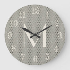 Cooler grauer Lederschau Monogramm hinzufügen Große Wanduhr