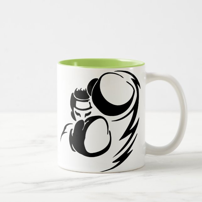 Cooler grüner Boxer Zweifarbige Tasse (Rechts)