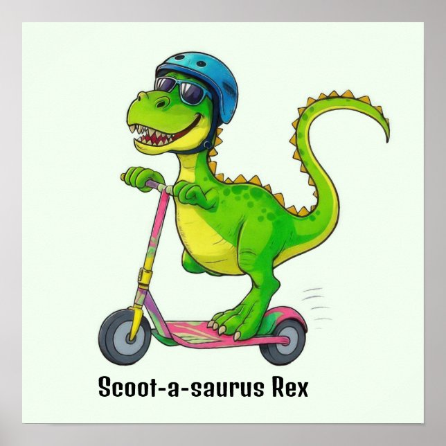 Cooler grüner Dinosaurier Poster (Vorne)
