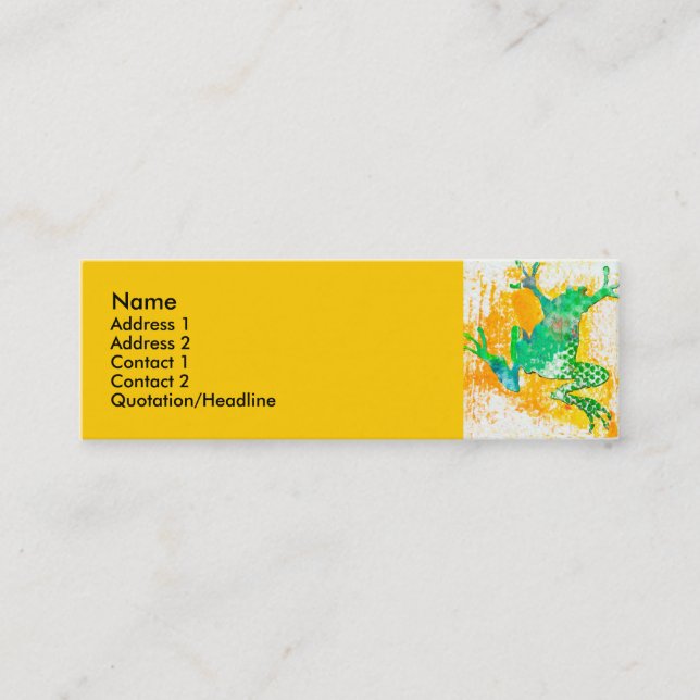 Cooler grüner Frosch-TierWatercolor Mini Visitenkarte (Vorderseite)