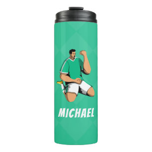 Cooler Grüner Fußballspieler Personalisiert Modern Thermosbecher