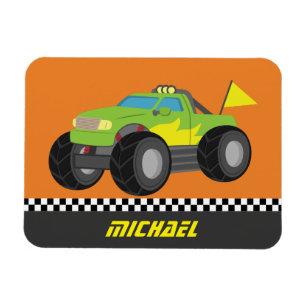 Cooler grüner Monster-Truck für Rennfahrer-Jungs Magnet