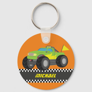 Cooler grüner Monster-Truck für Rennfahrer-Jungs Schlüsselanhänger