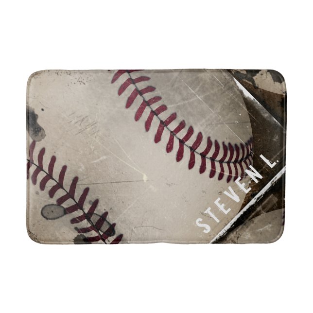 Cooler Grunge-Baseball personalisiert Badematte (Vorderseite)