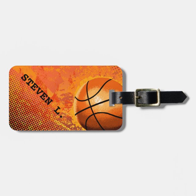 Cooler Grunge-Basketball-abstrakte Kunst Gepäckanhänger (Vorderseite horizontal)
