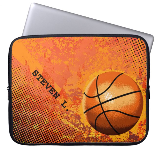 Cooler Grunge-Basketball-abstrakte Kunst Laptopschutzhülle (Vorderseite)