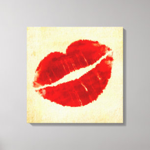 Cooler Grunge-großer roter LippenLeinwand-Druck Leinwanddruck