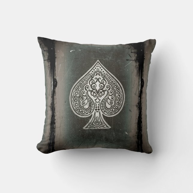Cooler Grunge-Retro künstlerisches PokerKaroass Kissen (Vorderseite)