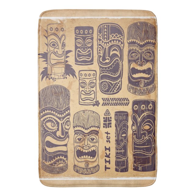 Cooler Grunge Vintages Tiki Set Badematte (Vorderseite Vertikal)