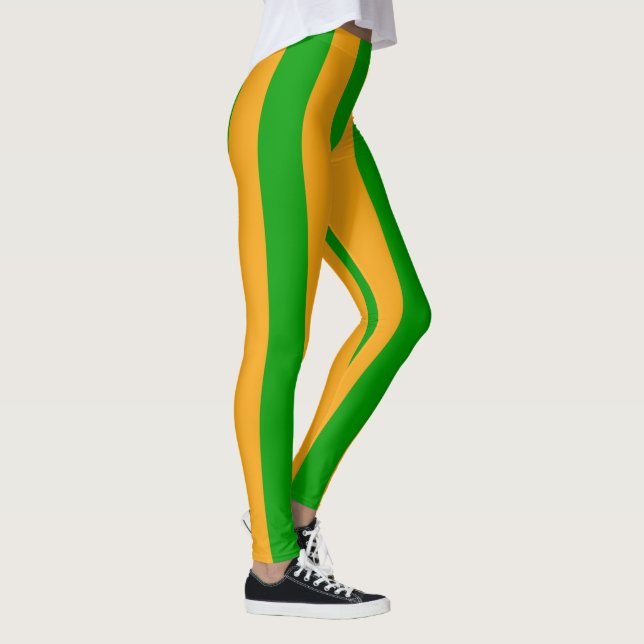 Cooler grüngelber Weihnachtsstreifen Leggings (Rechts)