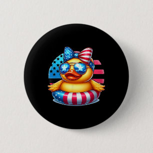 Cooler Gummi-Ente USA-Flagge Süße Entchen 4. Juli Button