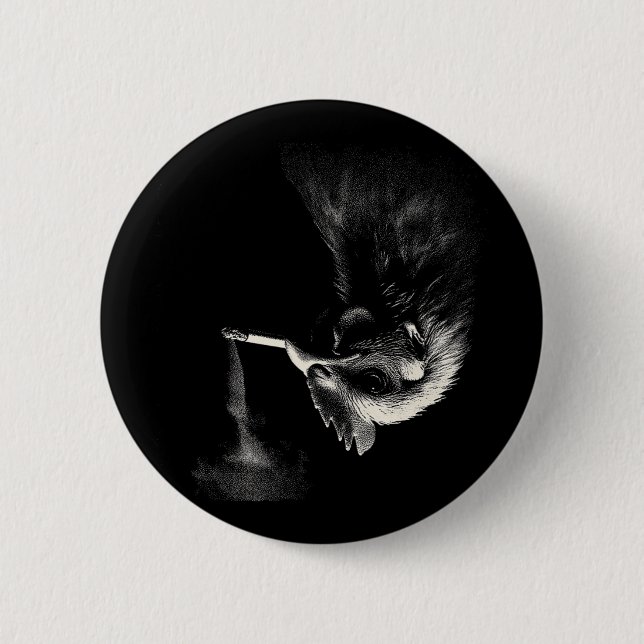 Cooler Hahn raucht Zigaretten Kunst Grafik _1  Button (Vorderseite)