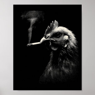Cooler Hahn raucht Zigaretten Kunst Grafik _1 Poster