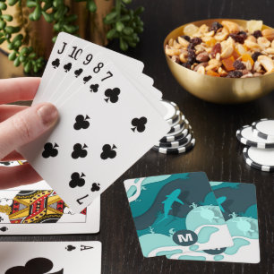 Cooler Hai Abstrakt Art Monogram Spielkarten