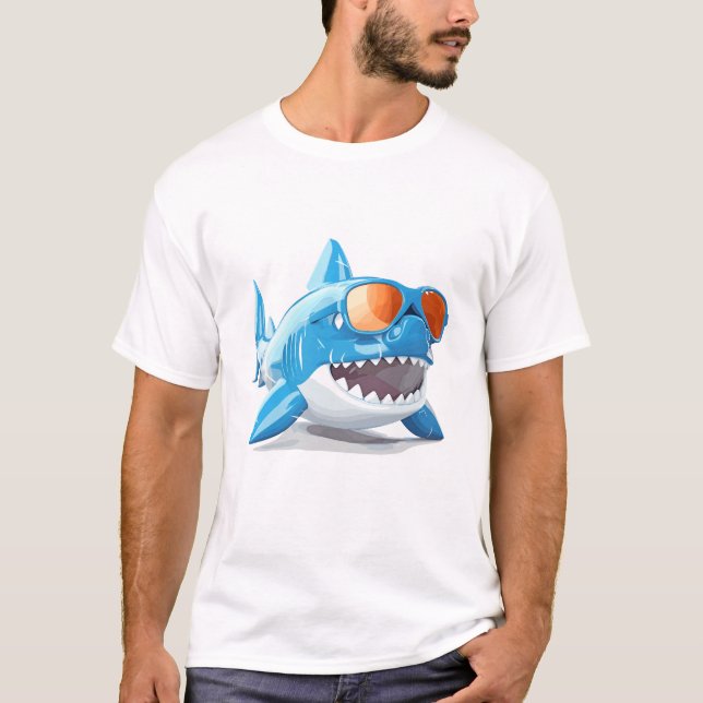 Cooler Hai auf Urlaub Niedliche Entdeckungsreise T-Shirt (Vorderseite)