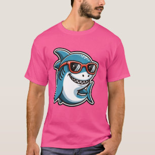 Cooler Hai in Sonnenbrillen 70er 80er 90er T-Shirt