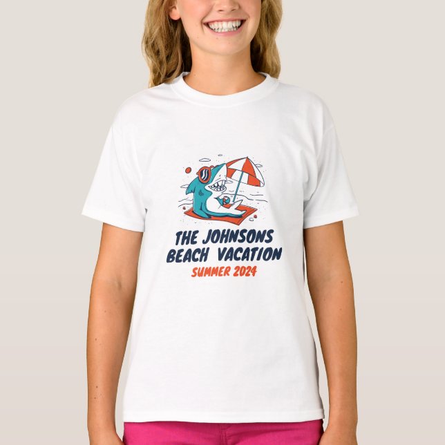 Cooler Hai Matching Familienurlaub Urlaub am Stran T-Shirt (Vorderseite)