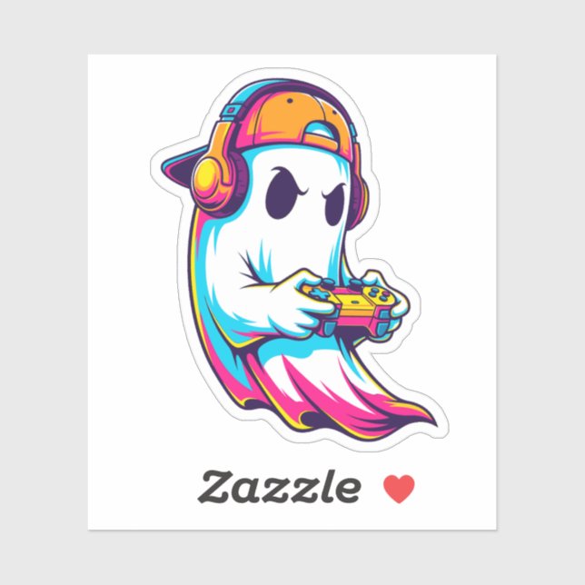 Cooler Halloween Ghost Gamer Aufkleber (Blatt)