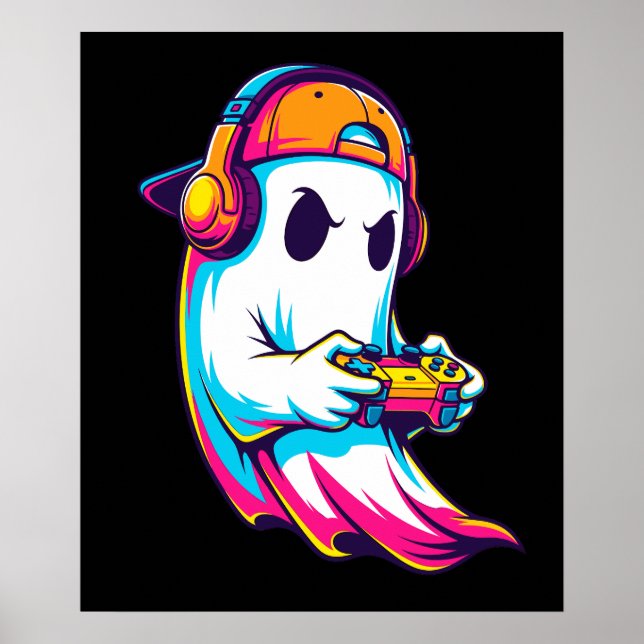 Cooler Halloween Ghost Gamer Poster (Vorne)