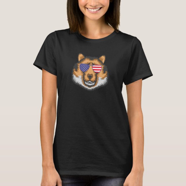 Cooler Hamster, der eine US-Flaggensonne trägt T-Shirt (Vorderseite)