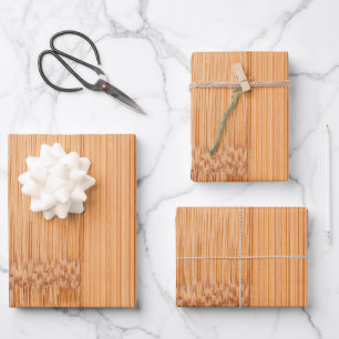 Cooler, hellbrauner Bambusholzprint Geschenkpapier Set