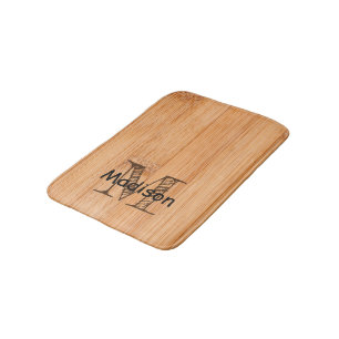 Cooler hellbrauner Bambusholzprint Monogram Badematte