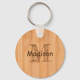 Cooler hellbrauner Bambusholzprint Monogram Schlüsselanhänger