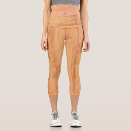 Cooler hellbrauner Bambusprint Capri Leggings