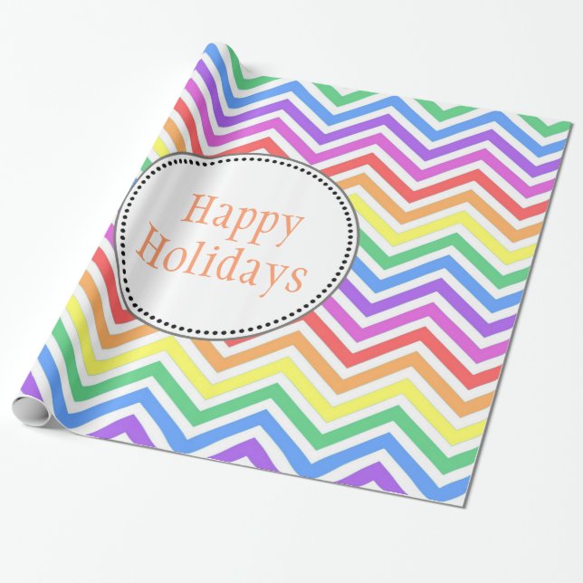 cooler, heller Regenbogen Zickzack Urlaubsgeschenk Geschenkpapier (Ungerollt)