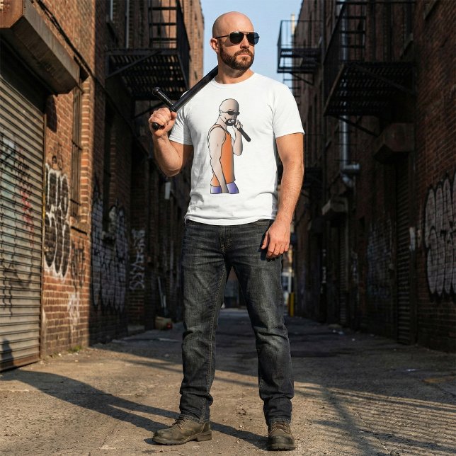 Cooler Hip Hop Bald Typ Singer mit Mikrofon T-Shirt (Von Creator hochgeladen)